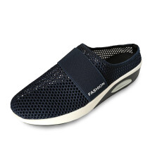Ediodpoh Dames Zomermode Effen Kleur Grote Mesh Tas Teenslippers Comfortabele Strandslippers Damesslippers Donkerblauw 7.5