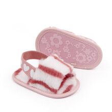 Sandali antiscivolo per neonate, pantofole in pelliccia sintetica tie-dye per bambine, scarpe da casa per bambine