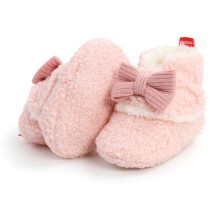 Høst Vinter Fleece Støvletter Nyfødt Baby Gutt Jente Første Gåvogn med Sløyfe 0-18M