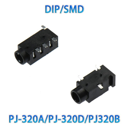 100pcs PJ320B 3.5MM Headphone Audio Socket 3/4Pins Audio Interface DIP/SMD 2