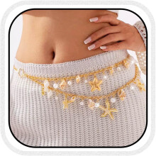 Gold Waist Chain Starfish Belly Chain Seashell Bikini Chain Summer Beach Waist Accessories for Women