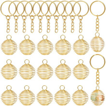 30 Stück Steinhalter-Charm-Spiralkäfig-Perlen, Großpackung Goldenes Metall, Eisen, Runde Hohle Kristalle für die Schmuckherstellung, Charms, DIY