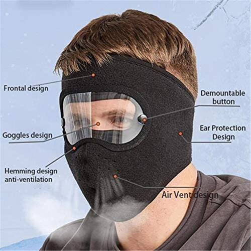 Winter windproof face mask with detachable goggles and 2