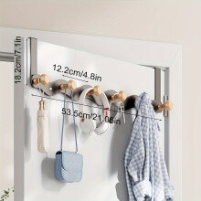 Porte-manteau à crochets facile à installer sur une porte - Sans perçage, cintre en bois pour vêtements et sacs, idéal pour le rangement dans la