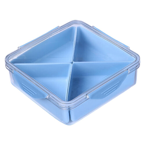 Plateau à collation transparent à 4 compartiments avec couvercle 1