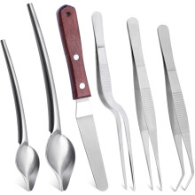 Conjunto de 6 Pinças de Cozinha em Aço Inoxidável, Pinças de Precisão, Espátulas para Desenhar e Decorar Alimentos na Cozinha