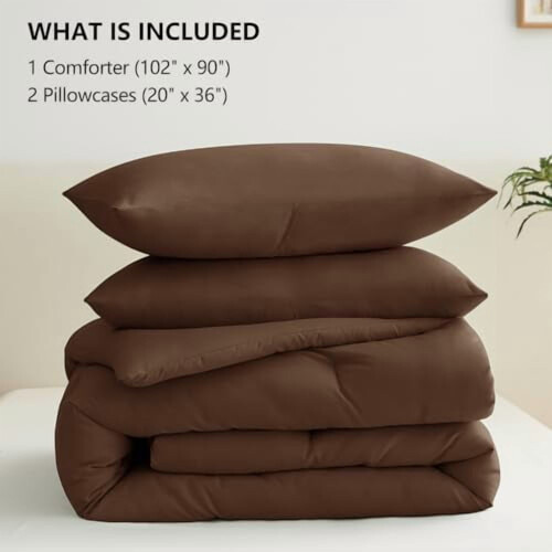 King Brown Comforter Set Quilted Down Alternative 3-Pc 2
