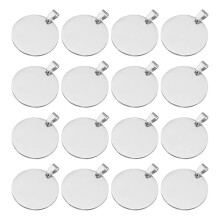 16Pcs Metal Stamping Blanks, 30mm Round Stamping Name Tags Blanks Metal Plate with Hole, Dog Tags Silver