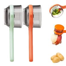 Vegetable and Fruit Peeler with Storage Box, Ergonomic Handle, Peel Catcher, Orange and Green
