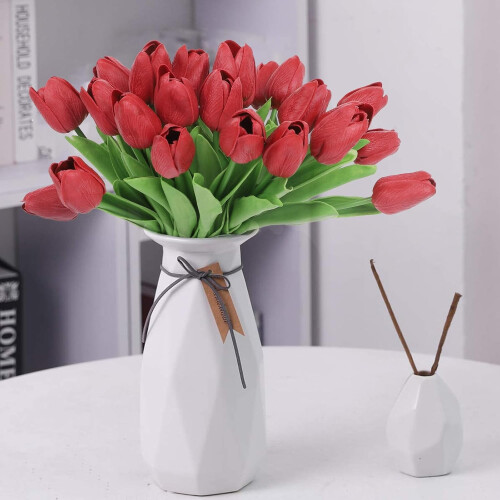 10pcs Pink Artificial Tulips Real Touch 2