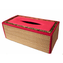 CCcollections Handmade Stylish Reed Tissue Box, 100% Cotton Handcrafted with Satin Trim Sheath Cover Holder Dispense made from Natural Eco-Friendly
