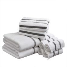 Comfort Spaces Cotton 8 Piece Bath Towel Set Striped Ultra Soft Hotel Quality Quick Dry Absorbent Bathroom Shower Hand Face Washcloths, Multi-Sizes,