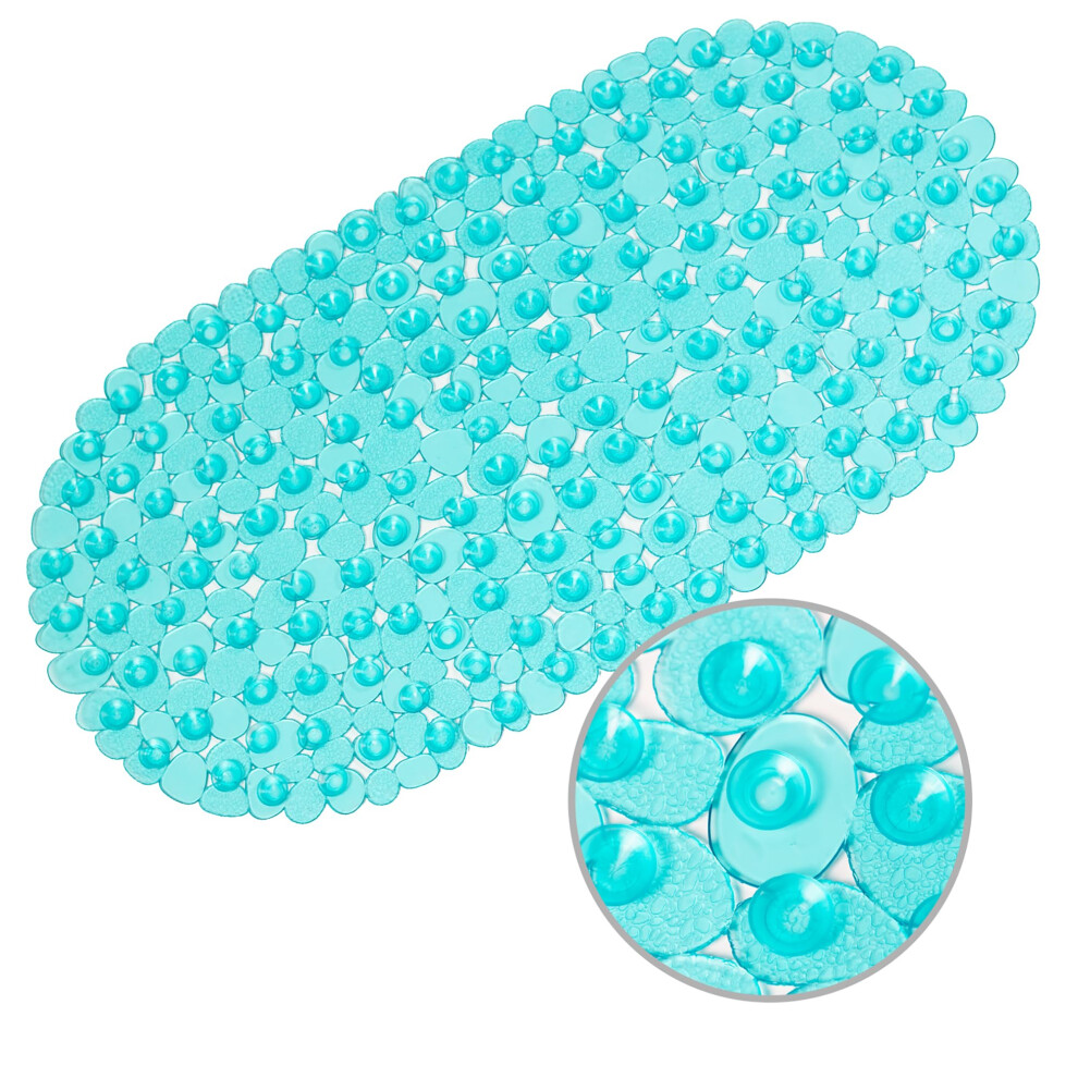 Weltrxe Bath Mats Non Slip Shower Mat, Anti-Mould Anti Slip Bathtub Mat Frosted Pebble Pvc Oval Bathroom Mat With Grip Suction Cups & Drain Holes, 5051222518151