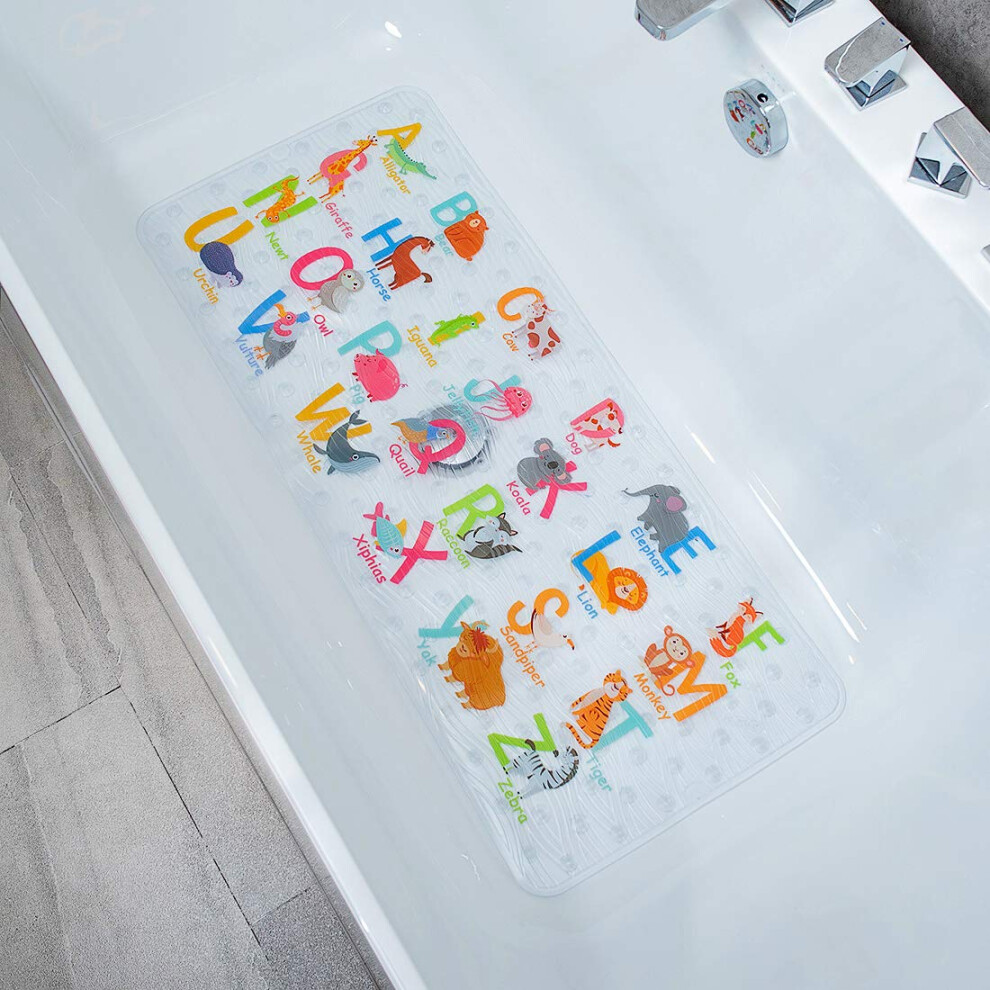 Boppie Non-Slip Bath Mat Shower Mats,Anti-Slip-Resistant Tub Mats Bathroom Mat Xl Large Bath Mat 89 X 38 Cm(Alphabet Dwzm) 5051222519097