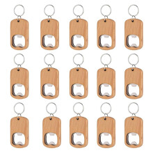 15 Pack Bottle Opener Blank Wooden Keychain Blanks for Laser Engraving Wood Bottle Openers Bulk Key Chains Engraved Key