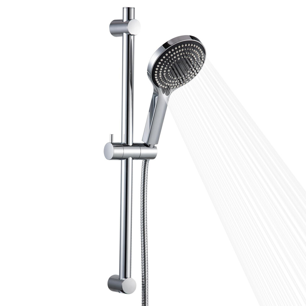 Offo Shower Slide Bar With 6 Modes Shower Head Set, 1.5M Stainless Steel Hose,Adjustable 60Cm Riser Rail And High Pressure Handheld Showerhead,Chrome 5051222515938