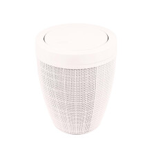 Addis Faux Hessian Round Swing Lid Plastic Bathroom Bedroom Home Office Bin, 5 litre capacity, Calico Cream
