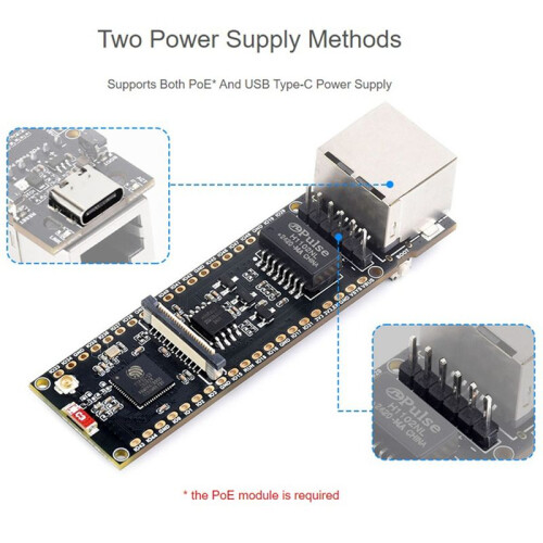 ESP32-S3-POE-ETH ESP32-S3 Ethernet Development Board Support PoE Dual-Core Wi-Fi and  Wireless USB Type-C Port