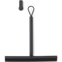 Brabantia Silicone Shower Squeegee with Hook (Dark Grey) Anti Streak Cleaning Wiper for Bathroom Glass, Plastic, Tile - Doublesided Brush & Rim Design