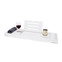 Deep Calm Bath Caddy ? Extendable Bath Tray Holds Book, iPad, Tablet, Phone, Wine Glass, Candle - Adjustable Bathtub Table ? Luxury, Natural Bamboo