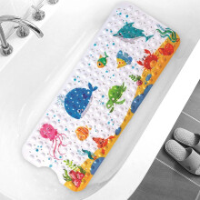 LATERN Bathtub Mat for Kid, 100CM x 40CM Extra Long Bath Tub Mat Anti Slip Shower Mat with Suction Cups and Drain Holes for Bathroom Wet Floor -