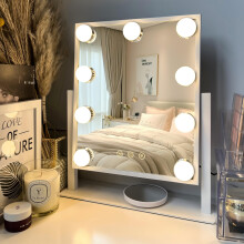 LuxeVue Vanity Mirror with Lights, Makeup Mirror with 3 Lighting Modes, Light Up Mirror with Touch Sensor, 9 LED, Detachable 10X Magnifying,