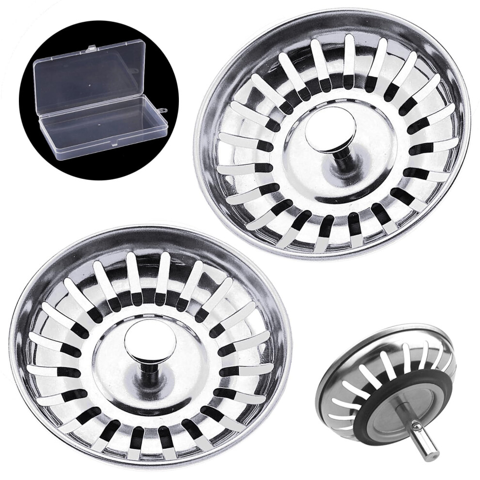 Tomario Kitchen Sink Strainer Plug Stainless Steel Thicken For Kitchen Sink, Hole Diameter 78Mm 79Mm 82Mm 84Mm (2 Pack, 78Mm, Bonus Storage Case) 5051222520925