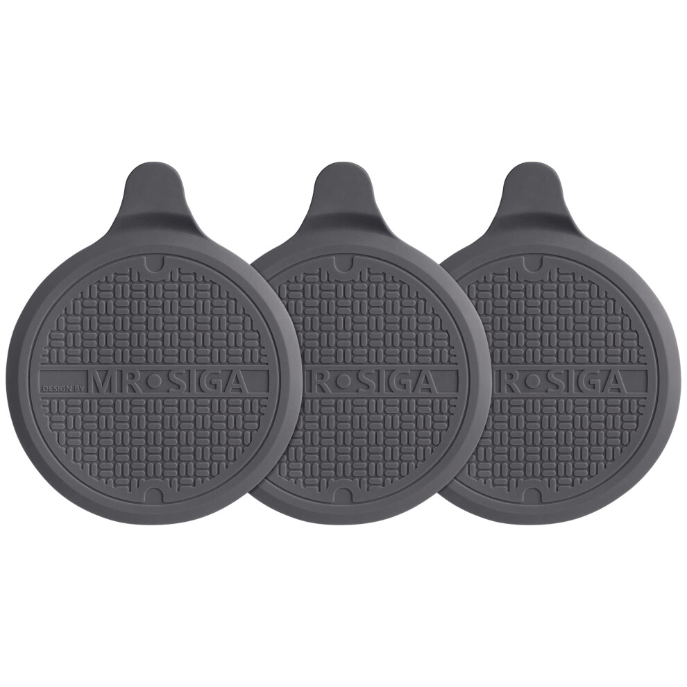 Mr.siga Silicone Bathtub Stopper, Drain Stopper For Shower, Sink, 5.1" Diameter, 3 Pack Grey