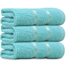 Towelogy? Luxury Egyptian Cotton Face Cloth Flannel Fingertip Towels Set 500 GSM Supersoft and Highly Absorbent Washcloths 30x30 cm (Pack 3, Aqua)