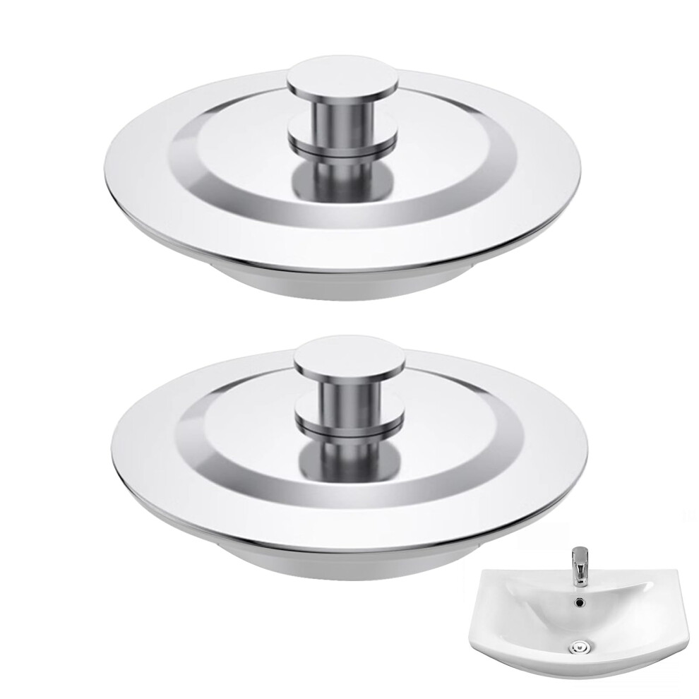 2Pcs Universal Bath Plug, 40-45Mm Bath Plug Replacement, Bathroom Sink Plugs, Sink Stopper, Stainless Steel Bathtub Plugs, Sinks Plugs For Kitchen, 5051222526606
