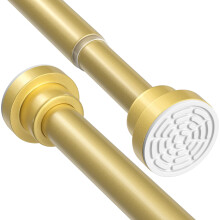 AIZESI Shower Curtain Pole 79-195cm Extendable Curtain Poles No Drilling Gold Tension Rods For Curtains Telescopic Shower Curtain Rail For Bathroom