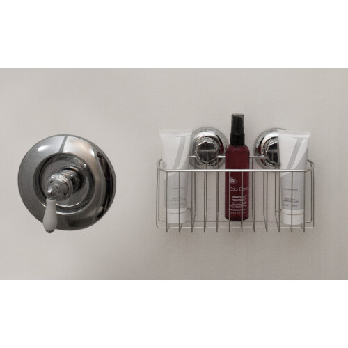 MaxHold No-Drilling/Suction Cup Deep Rectangular Storage Basket - Vaccum System - Stainless Steel Never Rust - for Bathroom & Kitchen 1