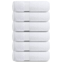 Infinitee Xclusives Premium White Hand Towels 6-Pack (40 x 72 cm) ? 100% Cotton, Super Absorbent, Quick-Dry Towels for Bathroom, Hotel, Salon & Gym