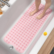 HITSLAM Non Slip Bath Mat for Tub, 101 x 40cm Extra Long Shower Mat Anti Mould, Machine Washable Bathroom Bathtub Mat with Suction Cups and Drain