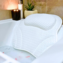 Limux Luxury Bath Pillow Cushion Ergonomic pillow with 4D Air Mesh Technology and 6 Suction Cups Helps Support Head Neck Back Shoulder Fits All