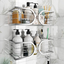 Adurei Shower Caddy No Drill Wall Mounted 304 Stainless Steel Durable Large Capacity Adhesive Shower Rack Organiser Quick Dry Rustproof Bathroom