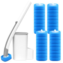 Newthinking Disposable Toilet Brush with Holder, Disposable Toilet Cleaning System with 32 Refills, Toilet Wand Kit for Bathroom Toilet Cleaning
