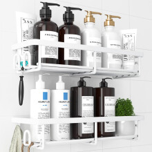 Kitsure 2 Pack Rustproof Shower Caddy - Minimalist Style Bathroom Shelves, Wall-Mounted Shower Shelf, Large Capacity&Durable Bathroom Accessory,