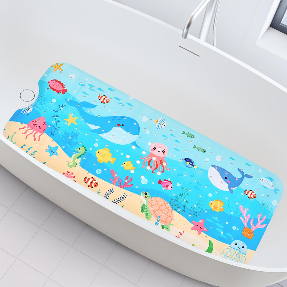 Baby Bath Mat Non Slip Anti Mould, 100X40cm Extra Long Bathtub Mat For Kids, Large Shower Mat For Inside Bath, Soft Tub Mat With Strong Weltrxe