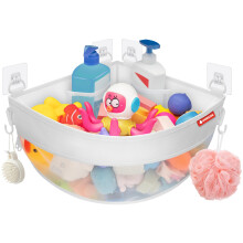 UNEEDE Corner Mounted Bathroom Storage, 3.6 Gallons Bath Toy Storage, Mesh Shower Caddy for Baby Bath Toys Storage, Quick Dry Bath Toy Net, Bathroom