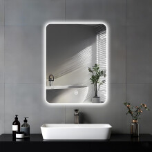 JAMUBOCHE LED Bathroom Mirror For Over Sink, 45 x 60cm Electric Vanity Mirror With Backlit Lights For Shower Shaving, Wall Mounted Dimmable 3 Color