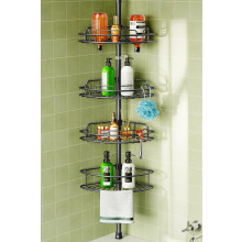 HAMITOR Telescopic Shower Caddy Corner Storage: No-Drill Stainless Steel Bathroom Shelves Organizer, 119-307 cm Large Capacity 4 Tier Adjustable Shelf