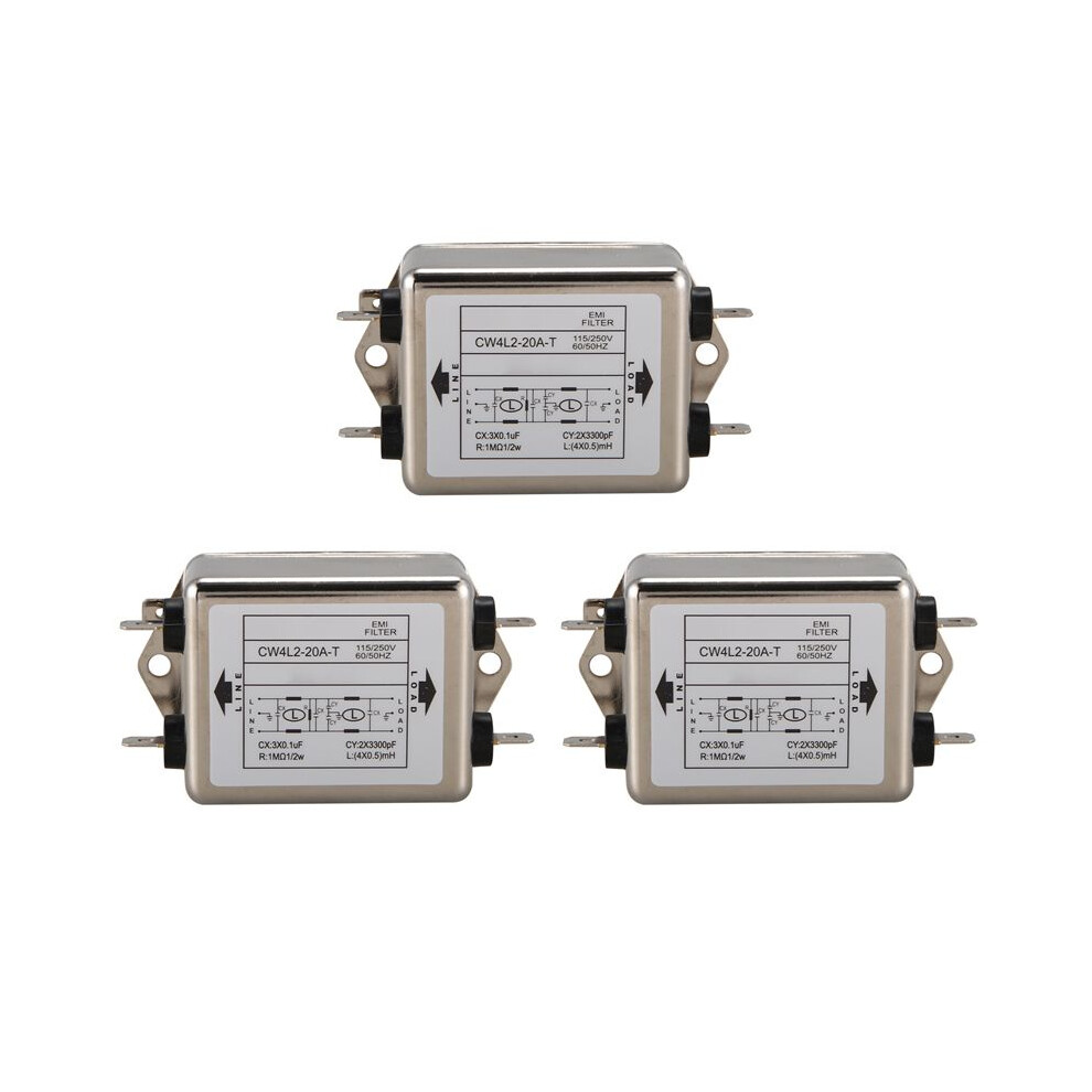 3X Power Emi Filter Cw4l2-20A-T Single Phase Ac 115V / 250V 20A 50/60Hz 4713140818676