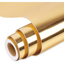 Prime Vinyl Chrome Gold Permanent Vinyl Roll, Gold Vinyl 12?? x 15 FT, Metallic Self Adhesive Vinyl, for All Cutting Machines, Home Decal, Easy to