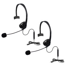 2X USB Call Center Headset with Noise Cancelling Mic Monaural Headphone for PC Home Office Phone Service Plug and