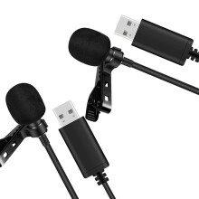 2X Universal USB Microphone Lavalier Microphone Clip- Computer Mic Plug and Omnidirectional Mic
