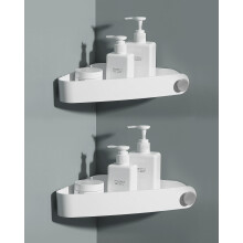 Sotfamily 2 Packs Corner Shower Caddy, No Drill Shower Organiser with Adhesive Pad, Rust Free Plastic Shower Storage for Bathroom, Kitchen, Toilet