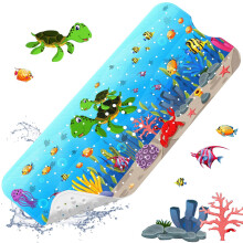XIYUNTE Baby Bath Mats Non Slip Anti Mould - 100x40cm Extra Long Non Slip Bath Mat for Kids, Eco-Friendly Toddler Bath Mat with Suction Cups for