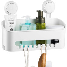 ilikable Vacuum Shower Caddy Suction Cup No-Drilling Removable Waterproof Bathroom Wall Shelf Shower Basket Storage Organizer for Shampoo Conditioner