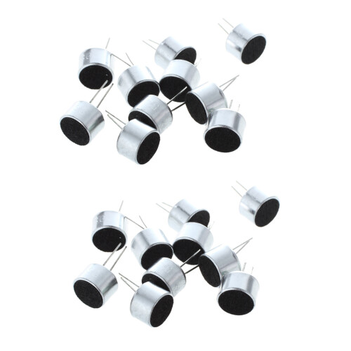 20 Pcs 2 Pin  MIC Capsule Electret Condenser Microphone Silver Tone Black